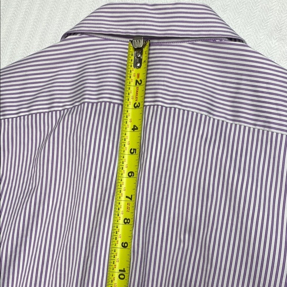 Ann Taylor Shirt Button Down Cuffed Sleeves Striped Tailored Purple Size 14 - Picture 6 of 14